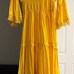 Yellow Italian Cotton Dress + Matching Hat (Gift)